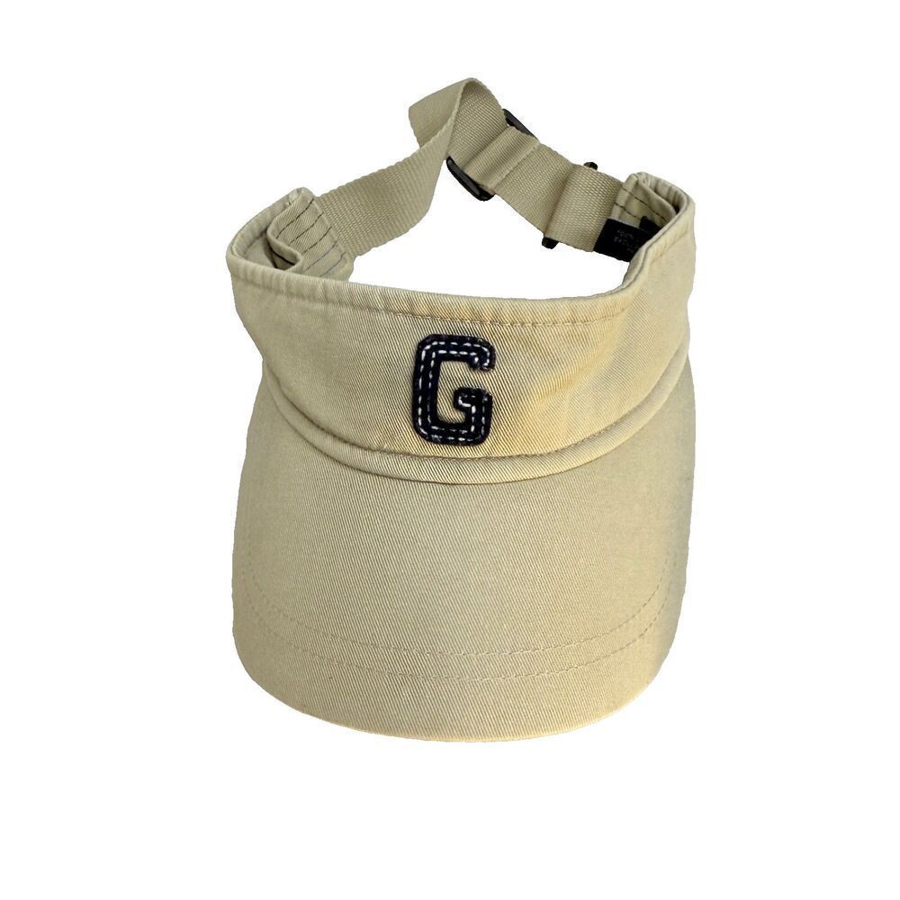Gap Beige Adjustable Visor, 100% Cotton, "G" embroidered patch front, OSFA EUC